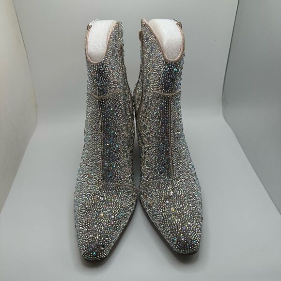 CUSHIONAIRE Women's Bravo Rhinestone Western boot +Memory Foam 10 SILVER NEW - Picture 2 of 7
